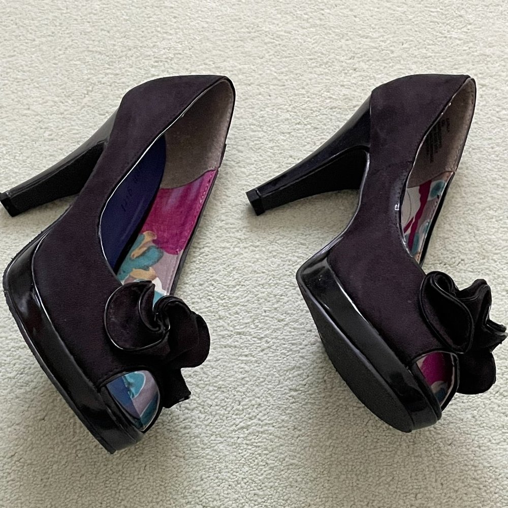 Madden Girl, black suede heals size 8.5